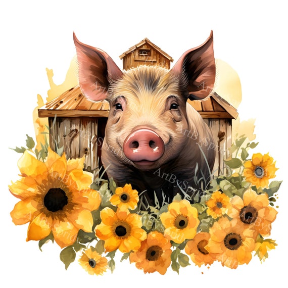 Cute Pig And Sunflower T-Shirt Cute Pig And Sunflower T-Shirt