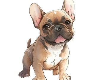 かわいいフレンチブルドッグ PNG、透明な動物クリップアート漫画