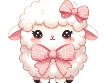 Entzückende flauschige Schaf Clipart - perfekt für Sublimation und Printables, süßes Tier digitale Clip Art, Kawaii Lamm Illustration, Kinderzimmer Dekor