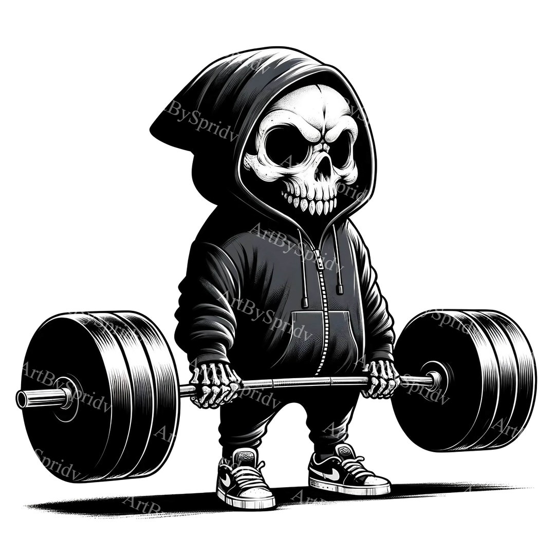 Skeleton Lifting Weights Clipart | Transparent PNG | Gym Fitness