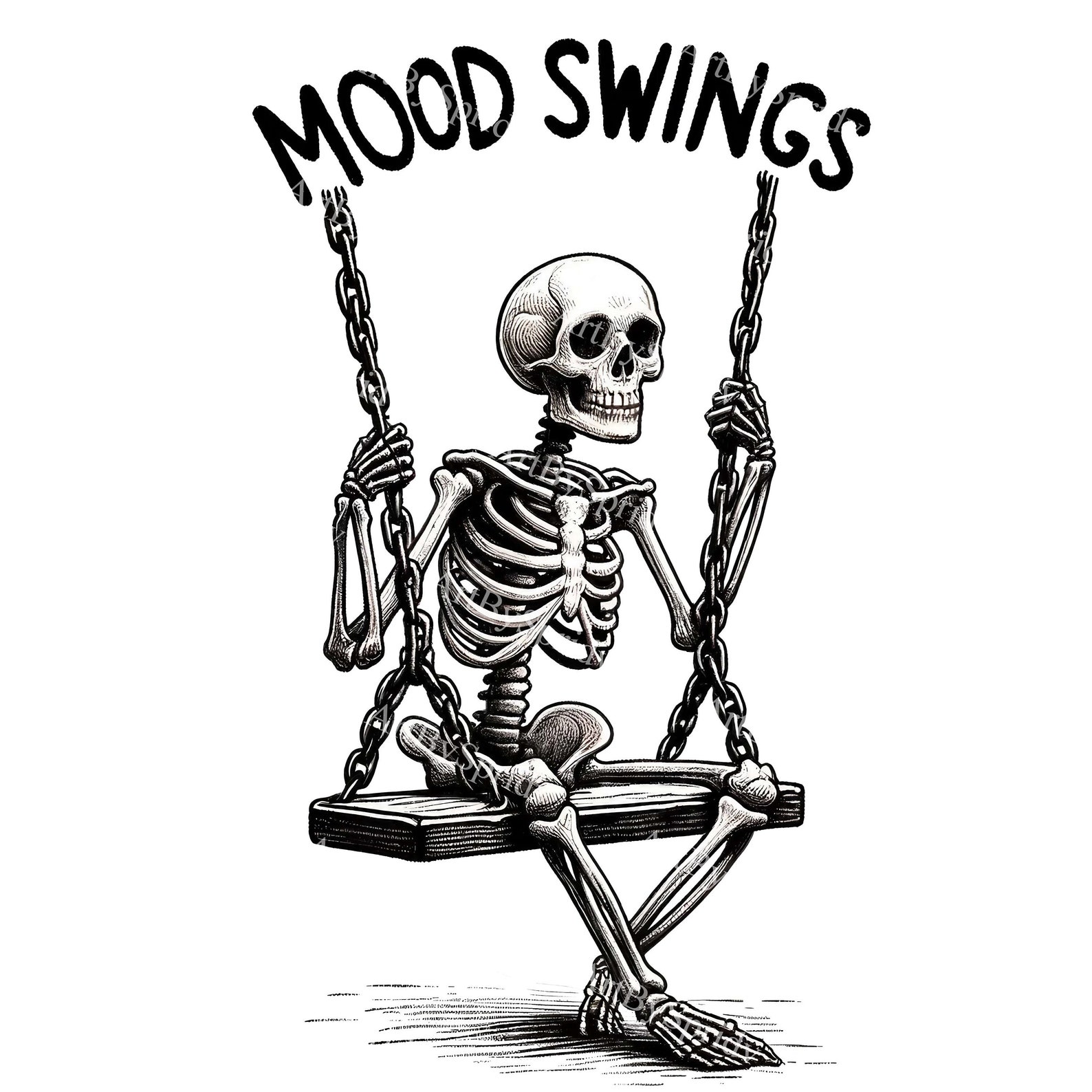 Skeleton on Swing Digital Clipart - Mood Swings Illustration PNG ...