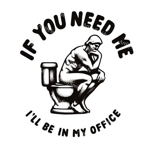 面白いバスルームのクリップアート - トイレの考える人 - オフィスの壁のユーモア - PNG デジタルダウンロード - トイレの装飾 - 面白いサイン - ユーモラスなクリップアート - 印刷可能