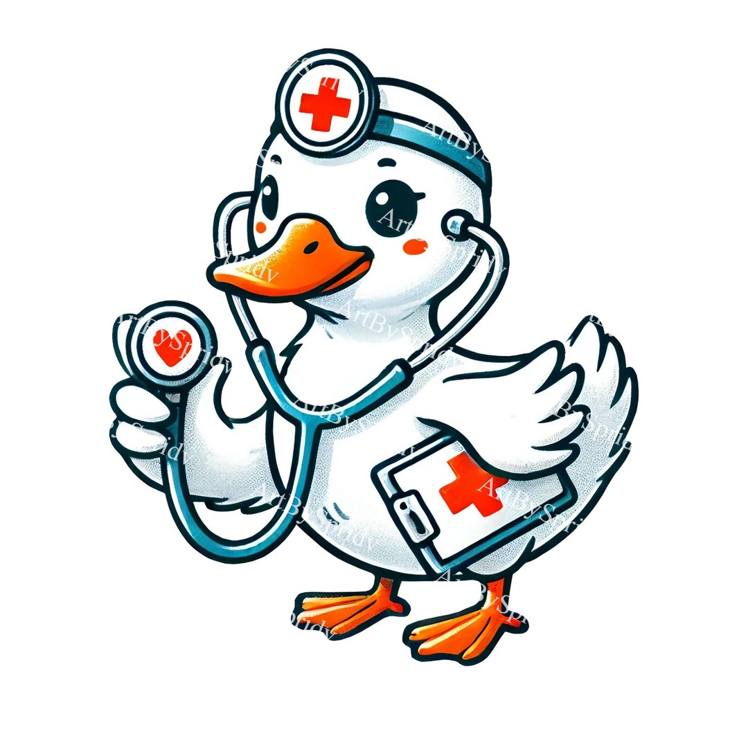 Duck Doctor PNG Clipart, Cute Medical Themed Duck With Stethoscope for