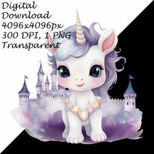 Unicorn Clipart 4 PACK | Magical Castle Floral | Digital Download ...