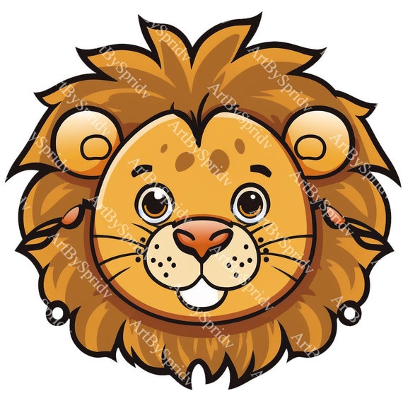 Cute Roaring Lion Face PNG, Transparent Safari Animal Clipart, Cartoon  Design,printable Sublimation,commercial,baby Shower Magical Clip Art - Etsy