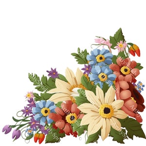 Realistic Cute Floral Bouquet PNG Clipart Digital Download - Etsy