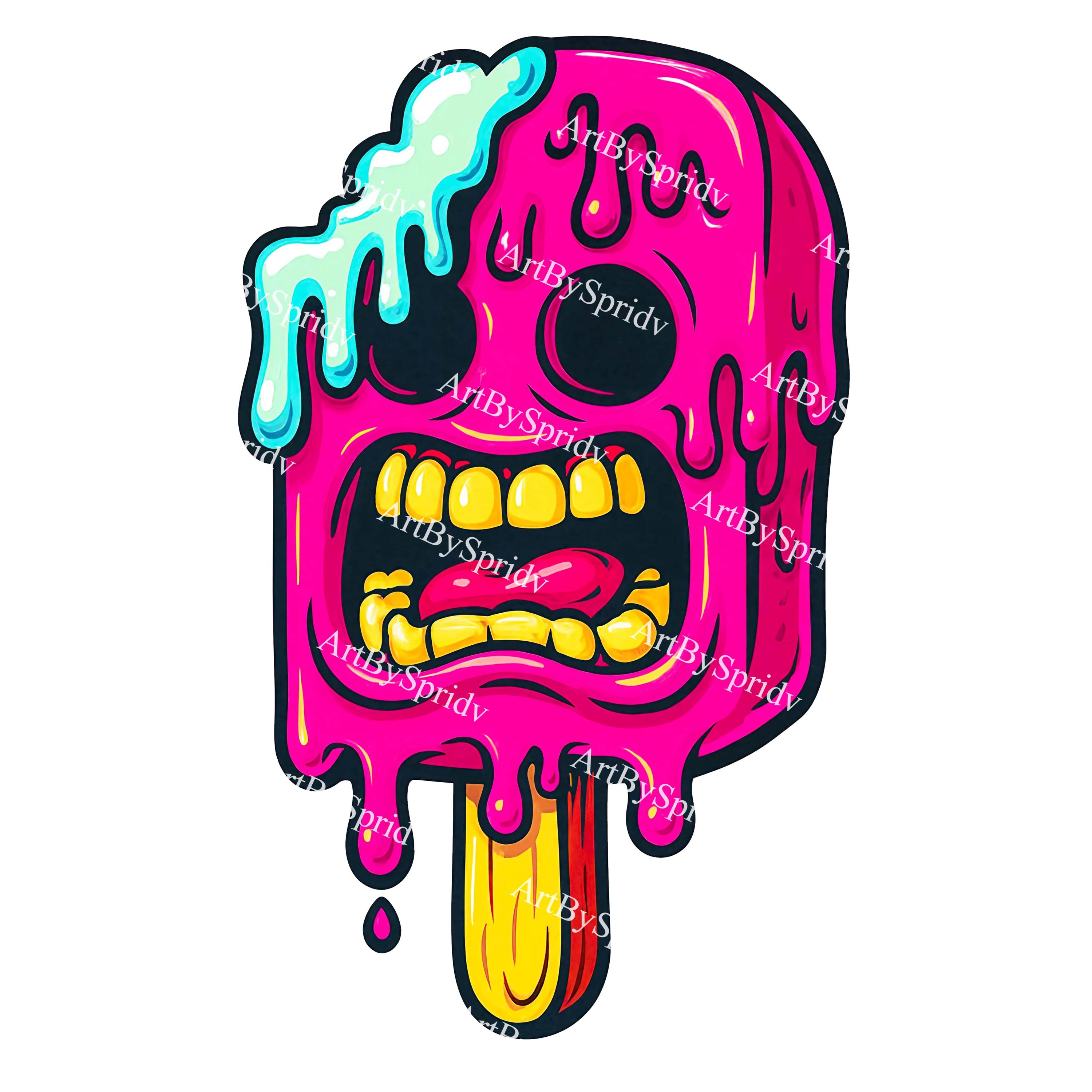 Melting Monster Popsicle PNG Clipart - Creepy Cute Zombie Ice