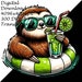 Sloth Relaxing on Inflatable Ring Digital Clipart - Tropical Vacation ...