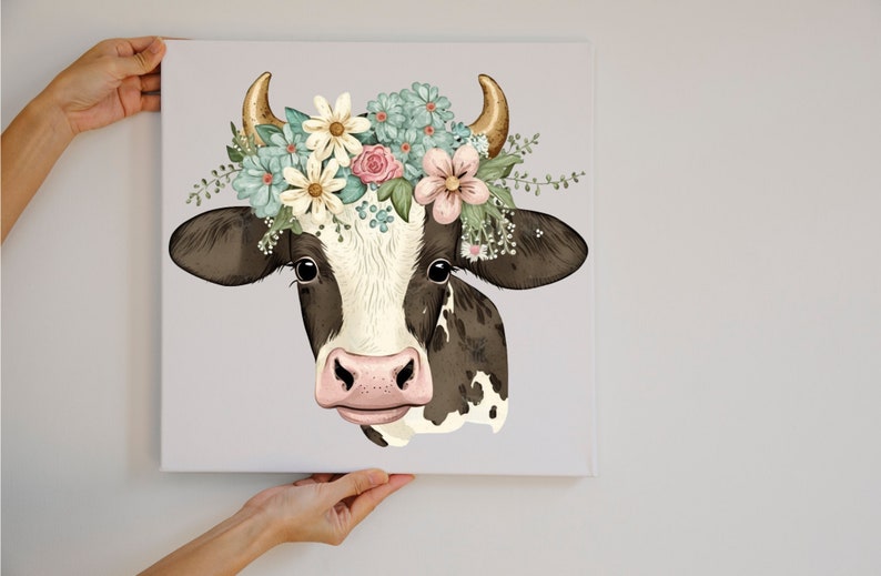Cute Floral Cow PNG, Transparent Farm Flower Animal Clipart, Kids ...