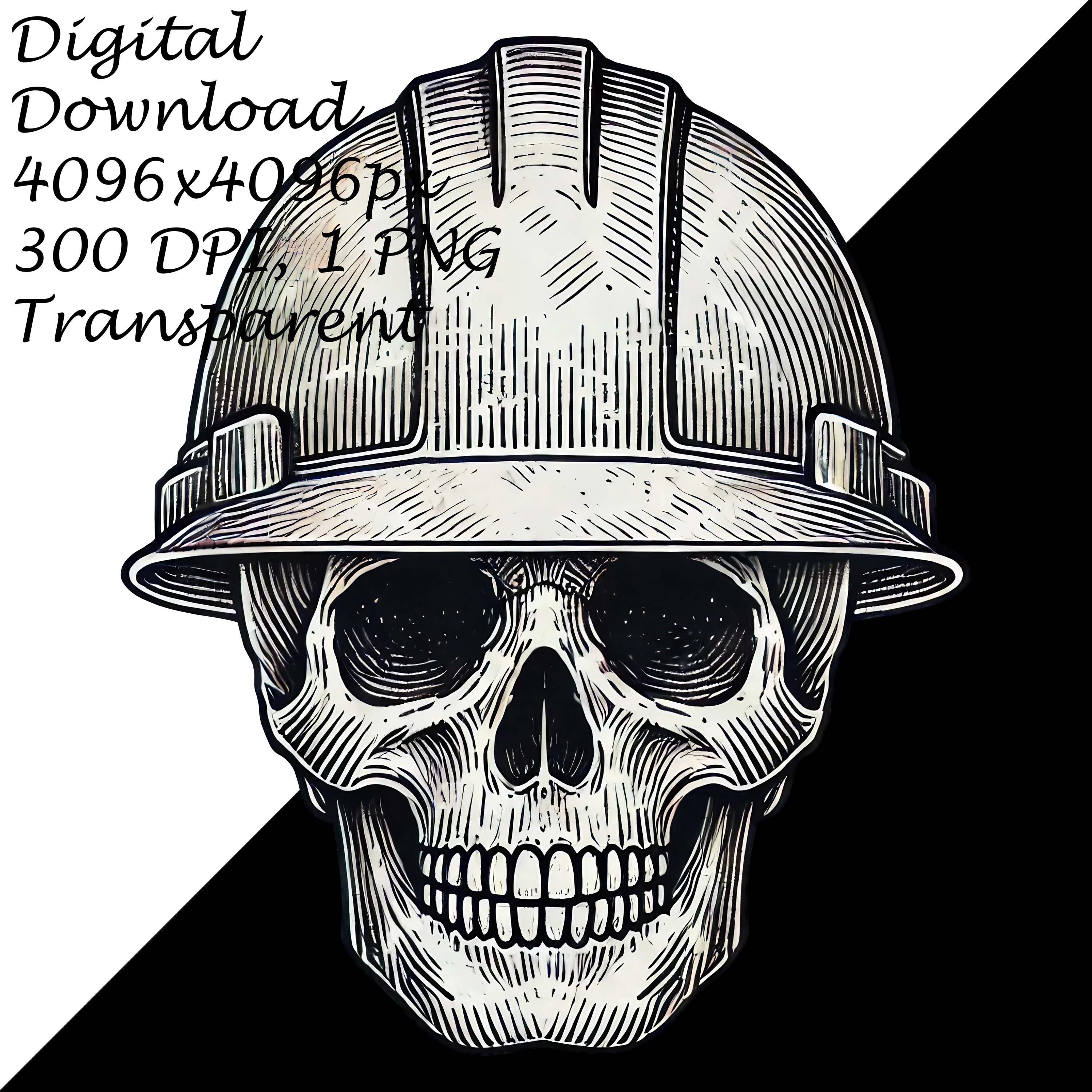 Industrial Skull Wearing Construction Hard Hat PNG Clipart for DIY ...