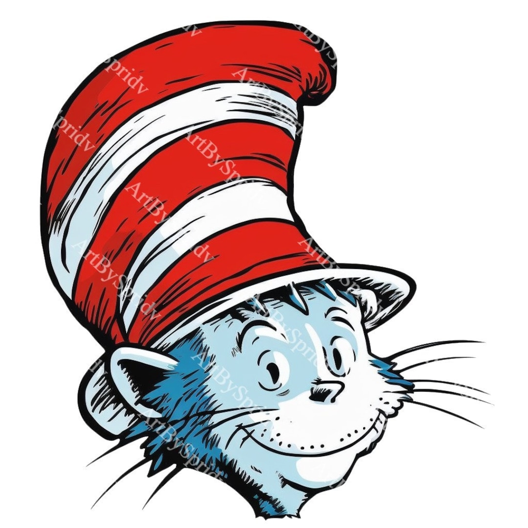 Cute Cat in the Hat PNG Transparent Animal Clipart Kids Book Etsy
