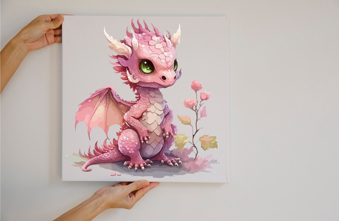 Cute Pink Baby Dragon PNG Clipart, Cartoon Printable Clip Art Digital ...