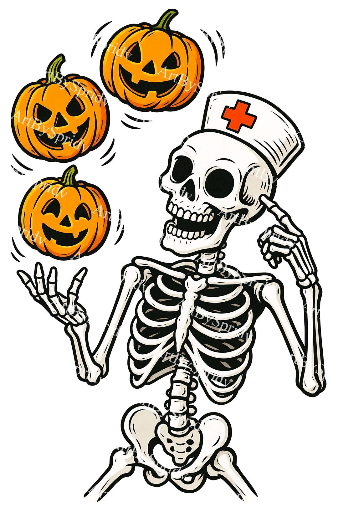 Halloween Nurse Skeleton PNG Clipart, Skeleton Juggling Pumpkins in ...