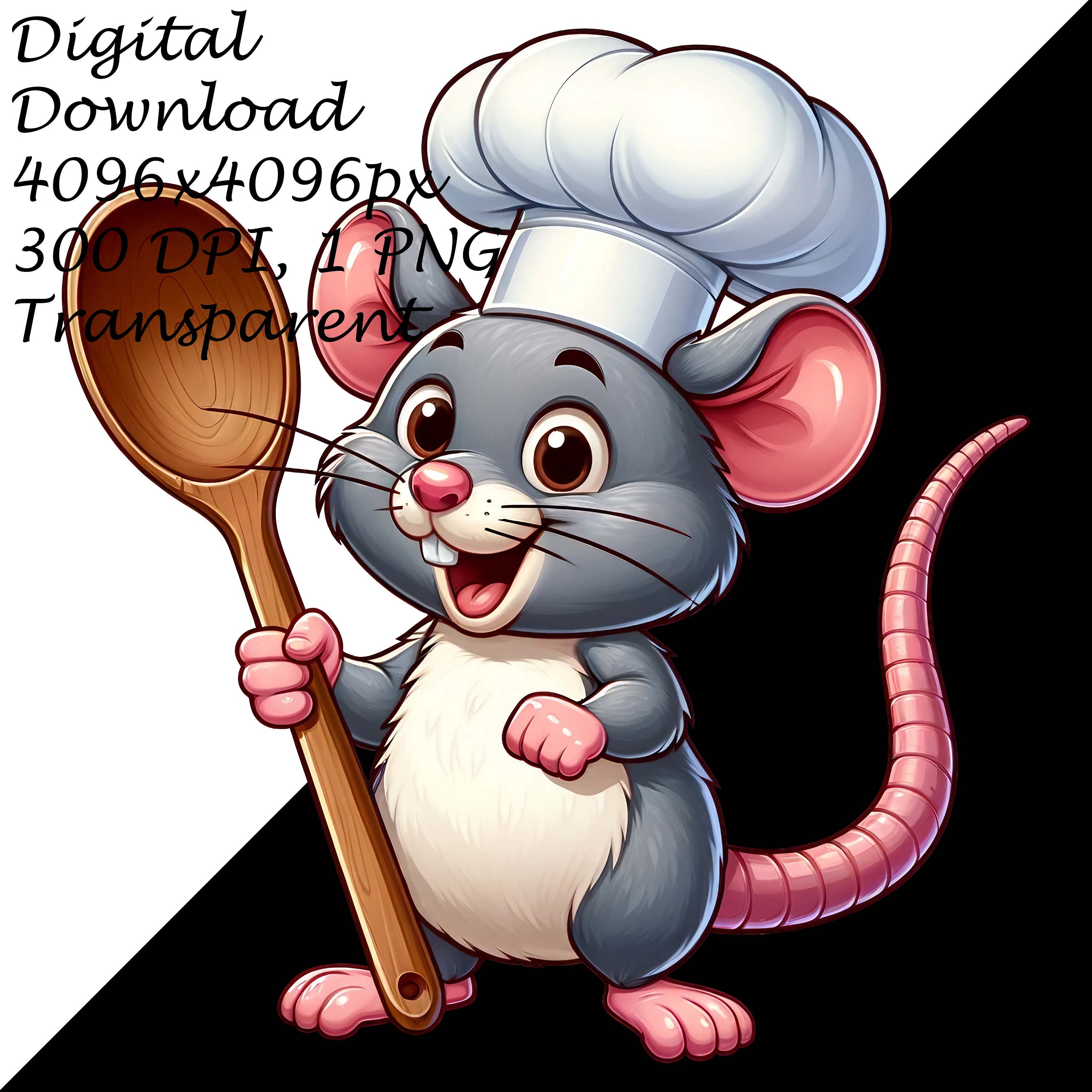 Chef Mouse Clipart, Cute Cartoon Rodent Cooking Illustration, Adorable ...