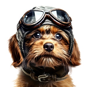 Adorable Pilot Dog Clipart – Transparent PNG for Aviation-Themed Clip Art, Digital Projects, DTG T-Shirts, Mug Posters, DIY Craft Designs