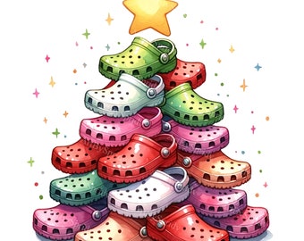 Crocin Around The Christmas Tree Clipart - DTG, Mug, Tumbler, Sublimation Design - Transparent PNG for T-Shirts & Scrapbooking-Xmas Festive