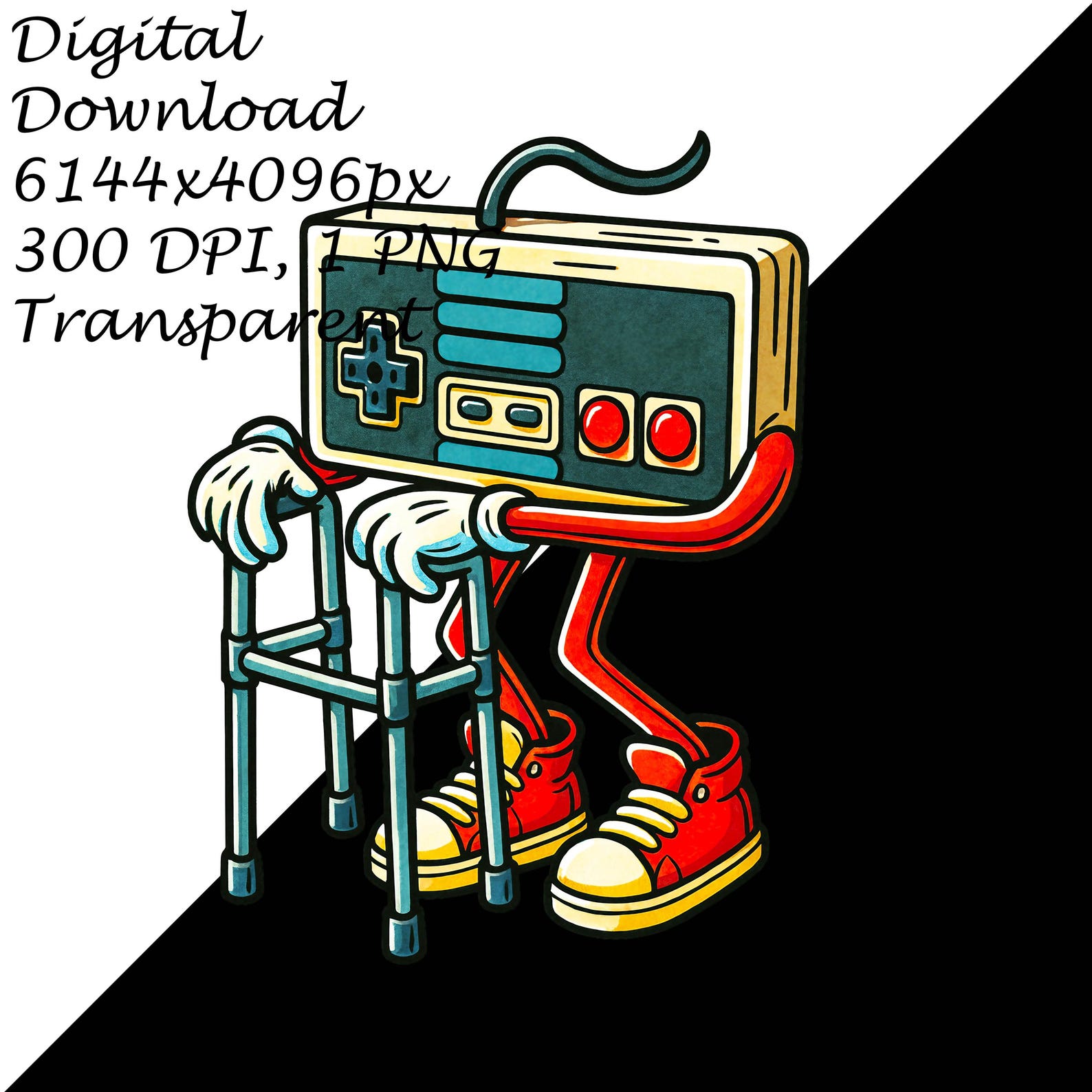 Retro Game Controller With Walker PNG Clipart - Funny Old Gamer Vintage ...