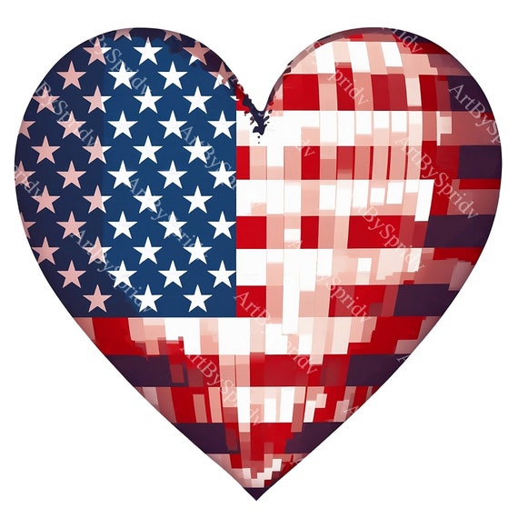 4th Of July Shirt For Women. Heart Shaped USA Flag 4th Of July Shirt For Women. Heart Shaped USA Flag