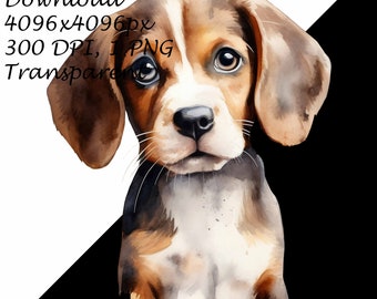 水彩画のかわいいビーグル犬の子犬 - 透明 4 PNG クリップアート