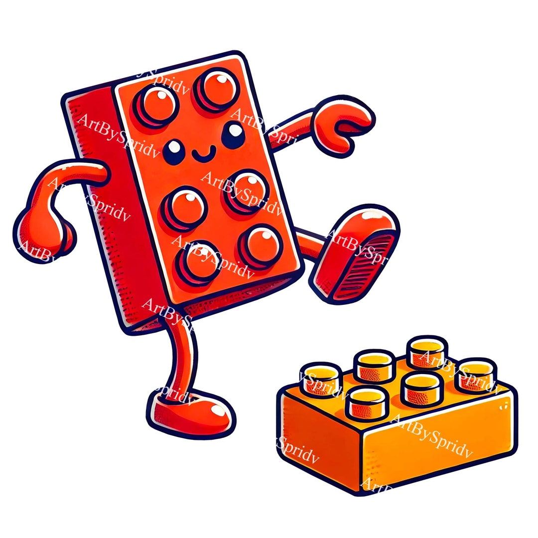Cartoon Brick Character PNG Clipart - Cute Building Block Illustration ...