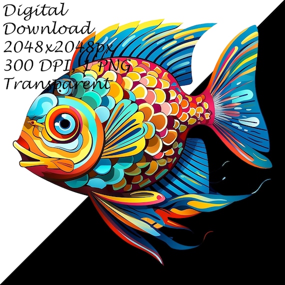 Vibrant Tropical Fish Clipart Colorful Aquarium Fish PNG, Printable  Sublimation Graphic Design, Digital Download for DIY Crafting & Decor 