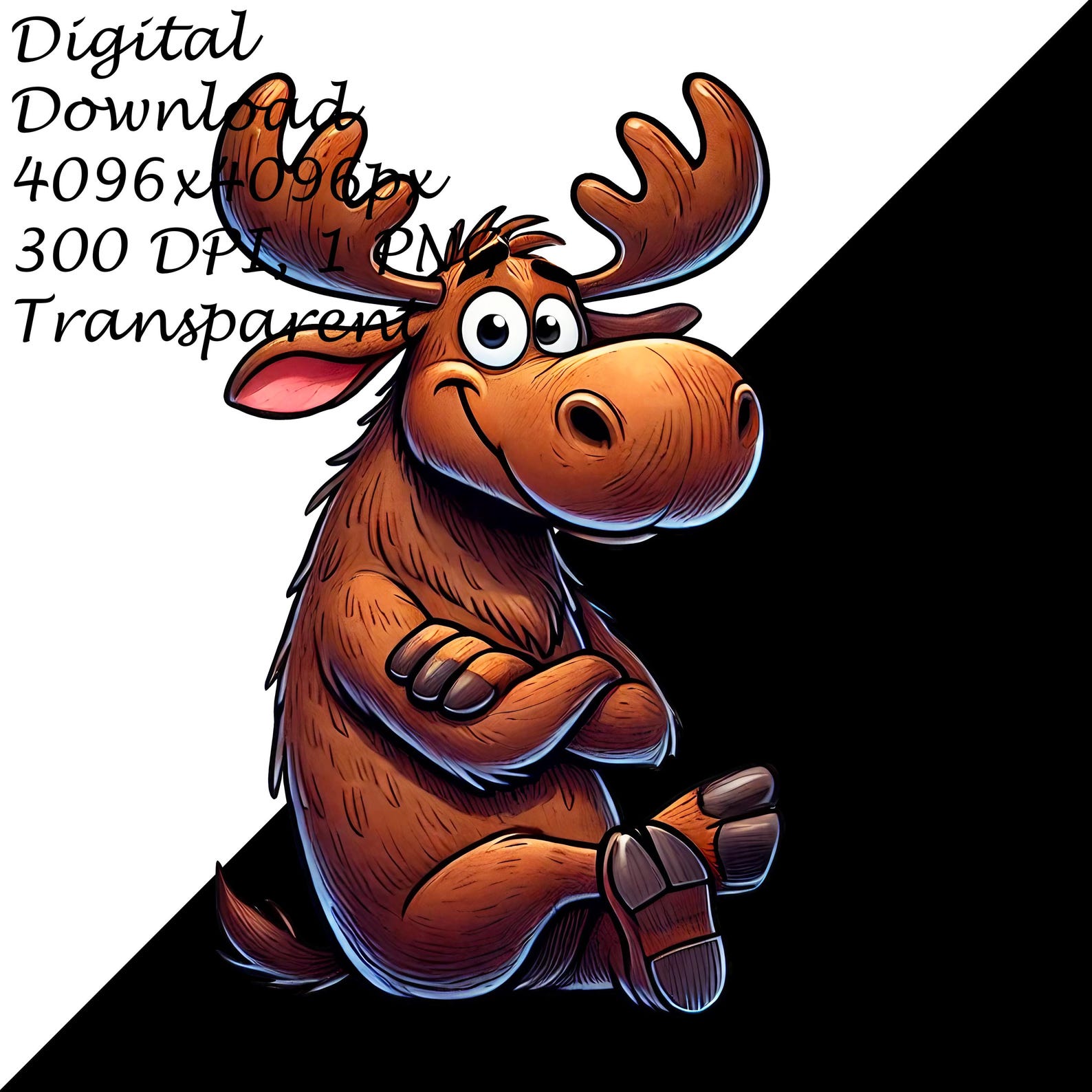 Sit Moose Cartoon Moose PNG, Cute Sitting Moose Clipart, Whimsical Forest Animal ...