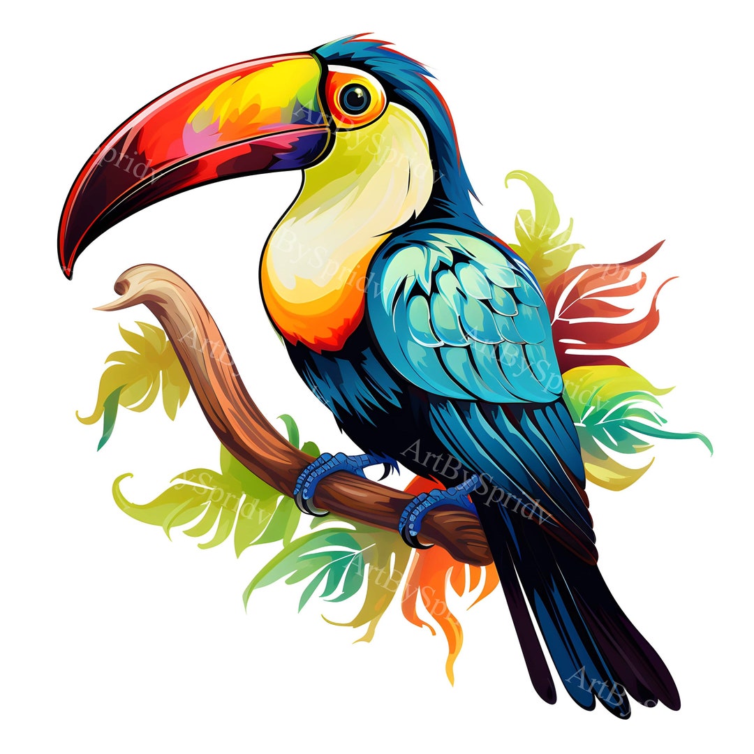 Vibrant Toucan Clipart PNG | Tropical Bird Digital Download | Exotic ...
