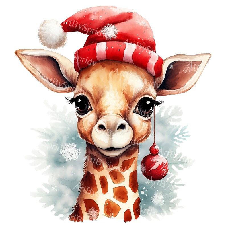 Christmas Giraffe Clipart | Transparent PNG | Festive Animal ...