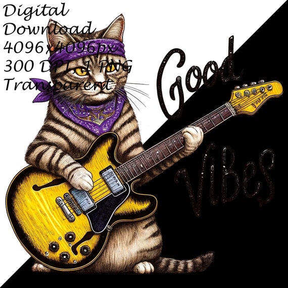 トラ猫ミュージシャン クリップアート - エレキギター ネコ科の