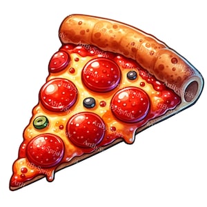 Watercolor Pepperoni Pizza Clipart - Digital PNG for DTG, T-Shirts, Mugs, Tumblers, Sublimation & Scrapbooking - Vibrant Slice Art Download