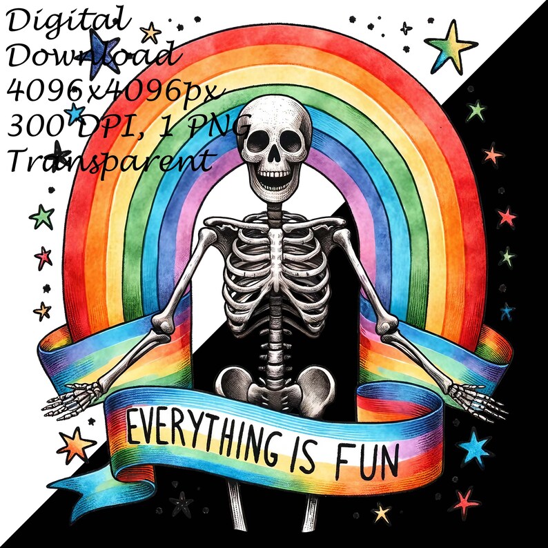 Rainbow Skeleton Clipart | Whimsical Skeletal Anatomy Illustration ...