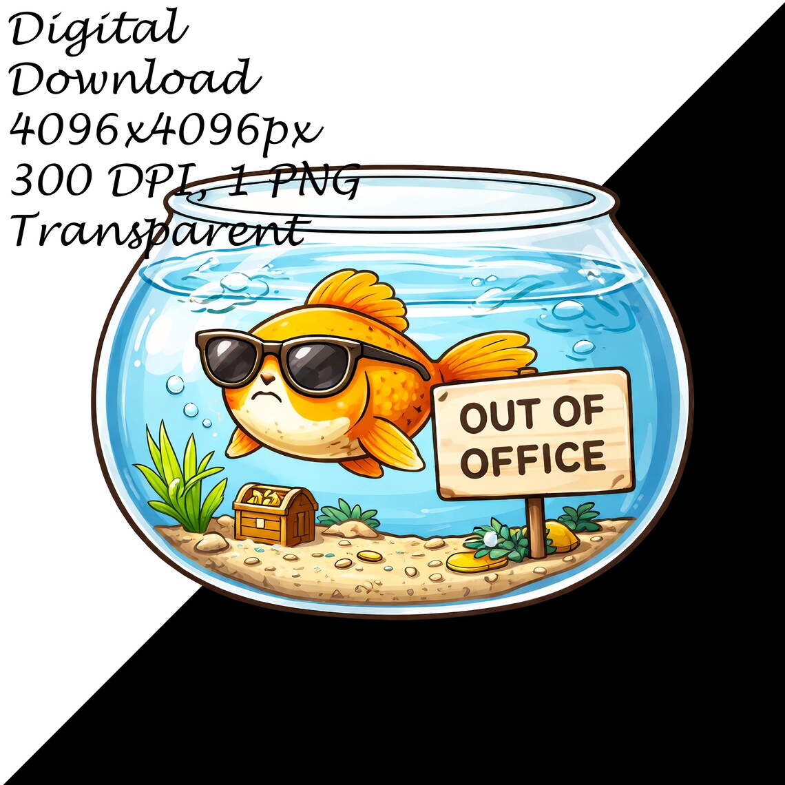 Picture of Out of Office Goldfish Transparent PNG, Funny Fishbowl Vacation Clipart ...