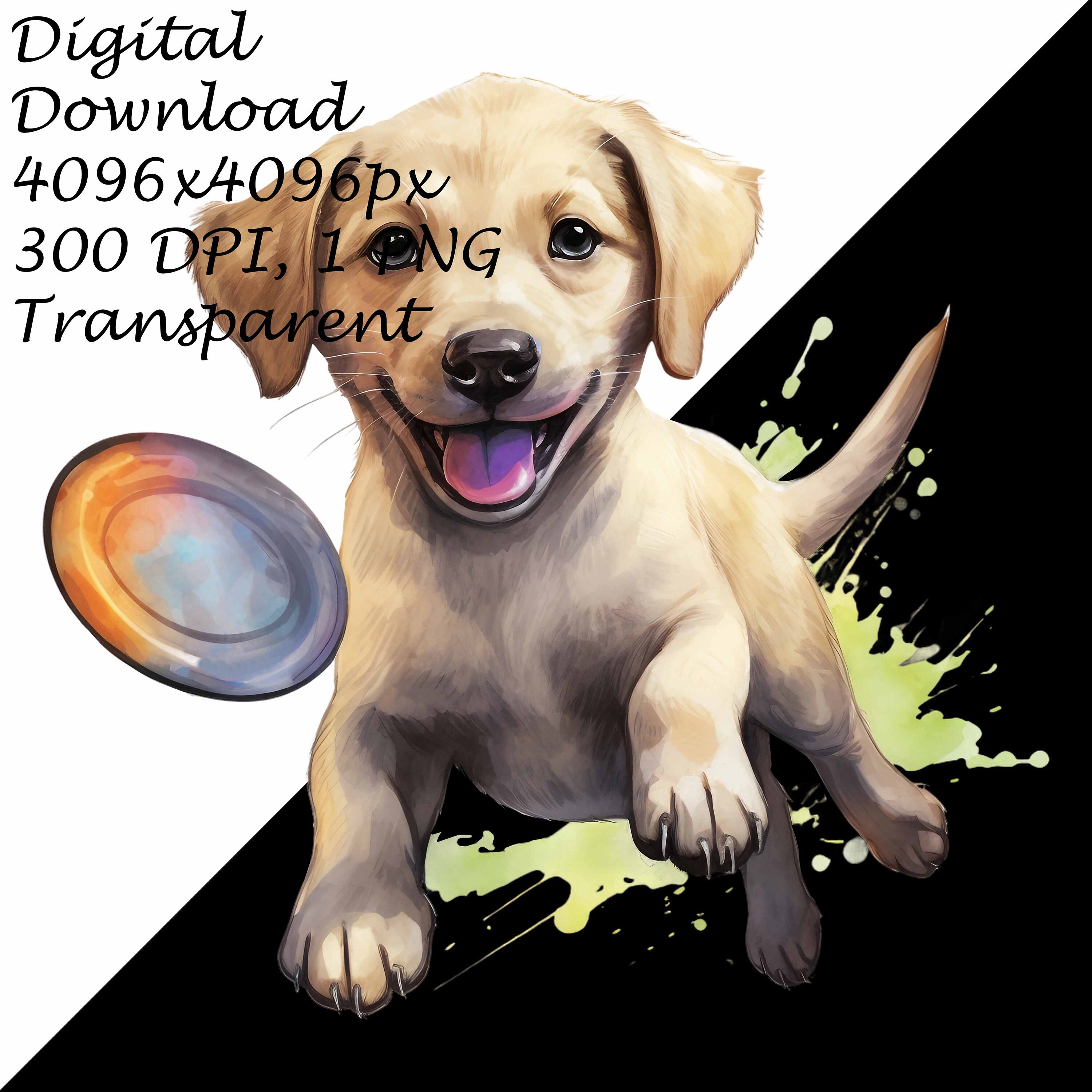 Watercolor Labrador Retriever Puppy PNG Clipart Bundle, Energetic Dog ...