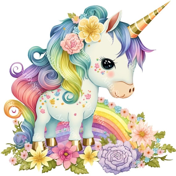 Rainbow Floral Unicorn Magical Rainbow Floral Unicorn Magical