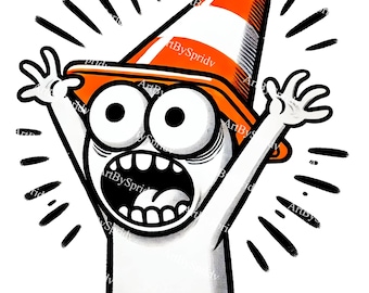 Funny Traffic Cone Character Clipart,Screaming Cartoon Transparent PNG,Hilarious Digital Download for DIY Crafts,DTG T-Shirt,Mug Sublimation