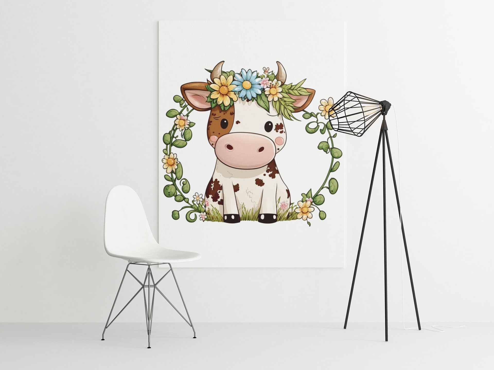 Cute Floral Cow PNG, Transparent Farm Flower Animal Clipart, Kids ...