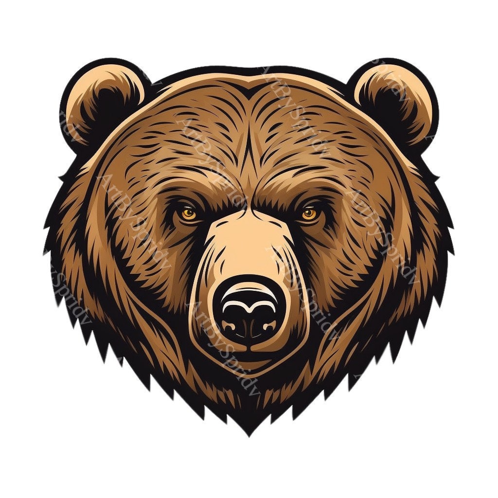 Majestic Grizzly Bear Clipart - Detailed Bear Illustration PNG