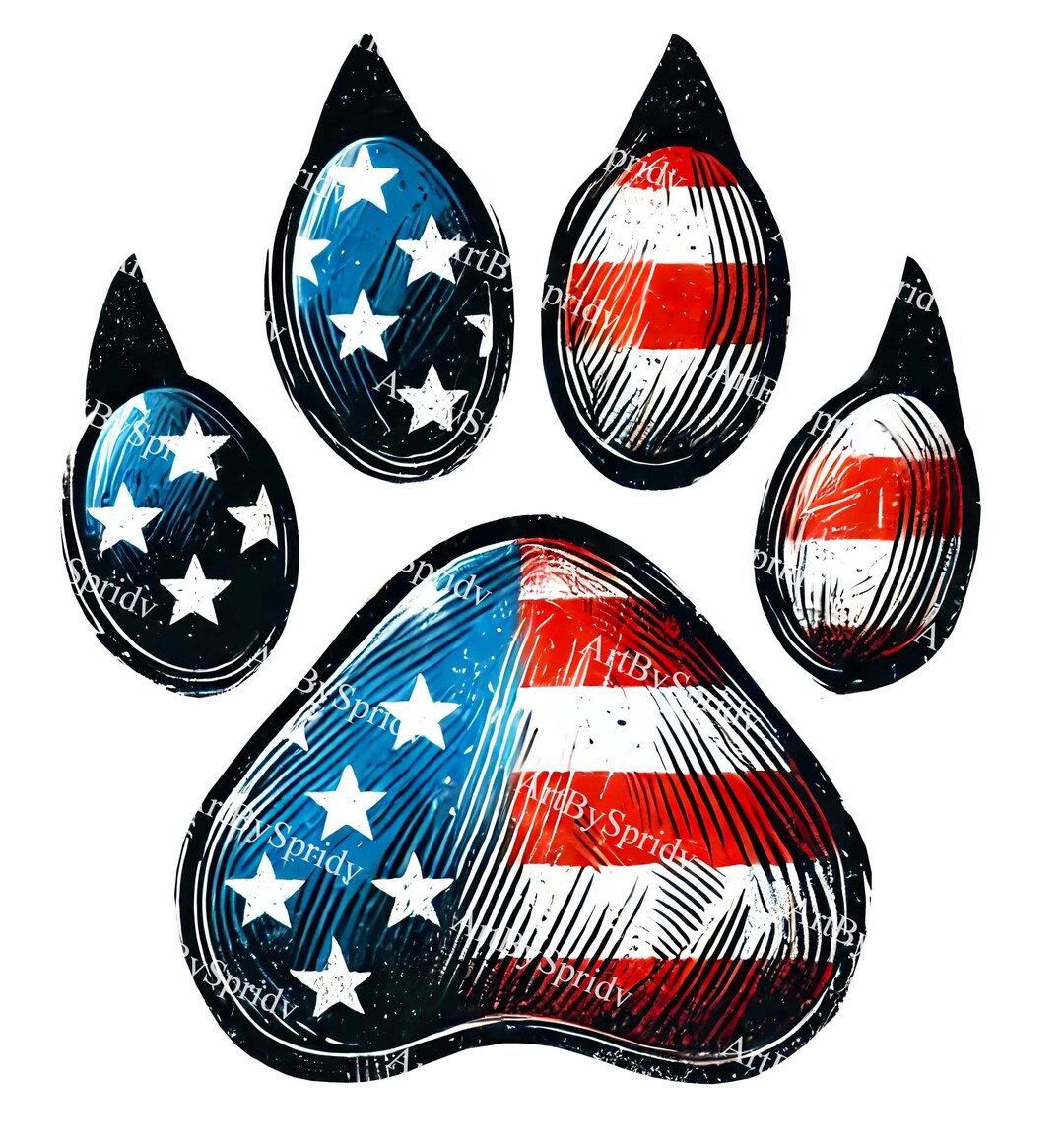 Magnet Dog Feet Flag America - Patriotic American Flag Dog Love Owner Paw Print Tee Magnet Vinyl Decal Sticker 5