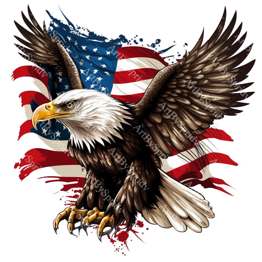 Eagle Painted In American Flag Stock Illustration - Download Image