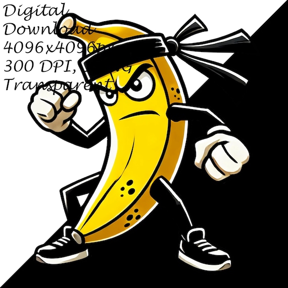 Ninja Banana PNG Clipart, Cartoon Fruit Clip Art, Warrior Banana