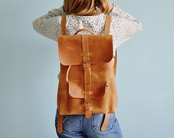 Leather backpack/women backpack/brown backpack/sac à dos en cuir/unisex backpack/handmade backpack/city backpack/women city bag/gift for her