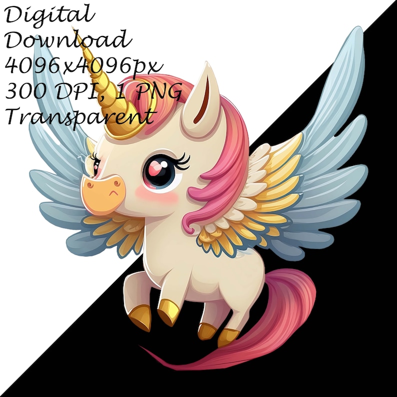 Baby Unicorn With Wings PNG Clipart, Cute Cartoon Pegasus,magical