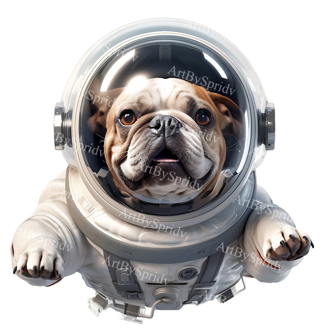 Cute Bulldog Astronaut PNG Clipart Space Dog Transparent Digital Clip ...