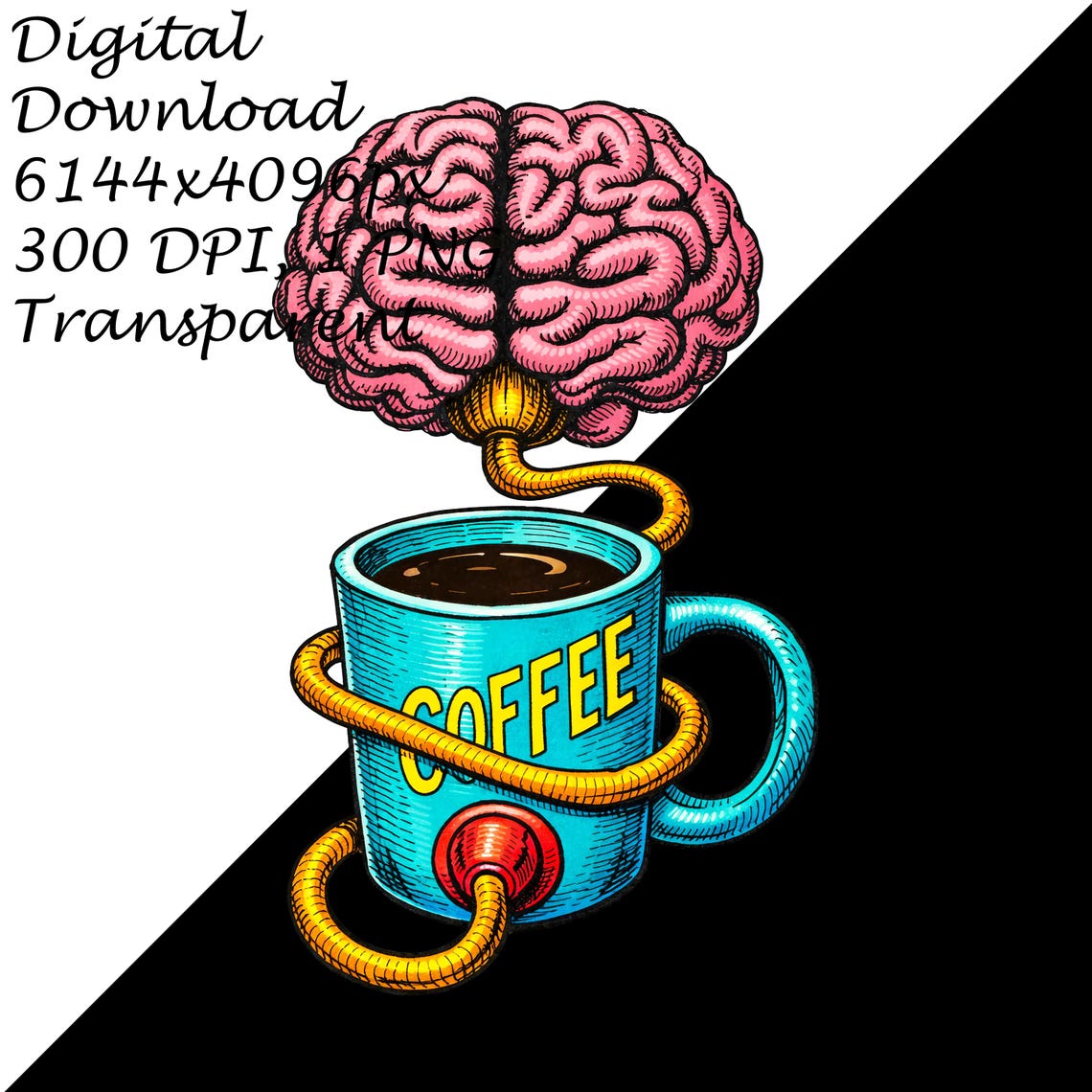 Coffee Brain Plug PNG Clipart Funny Caffeine Addict Design ...