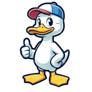 Adorable Duck Clipart with Cap, Cute Duckling Digital PNG, Printable Sublimation Design for T-Shirts & DIY Crafts, Cartoon Duck Illustration