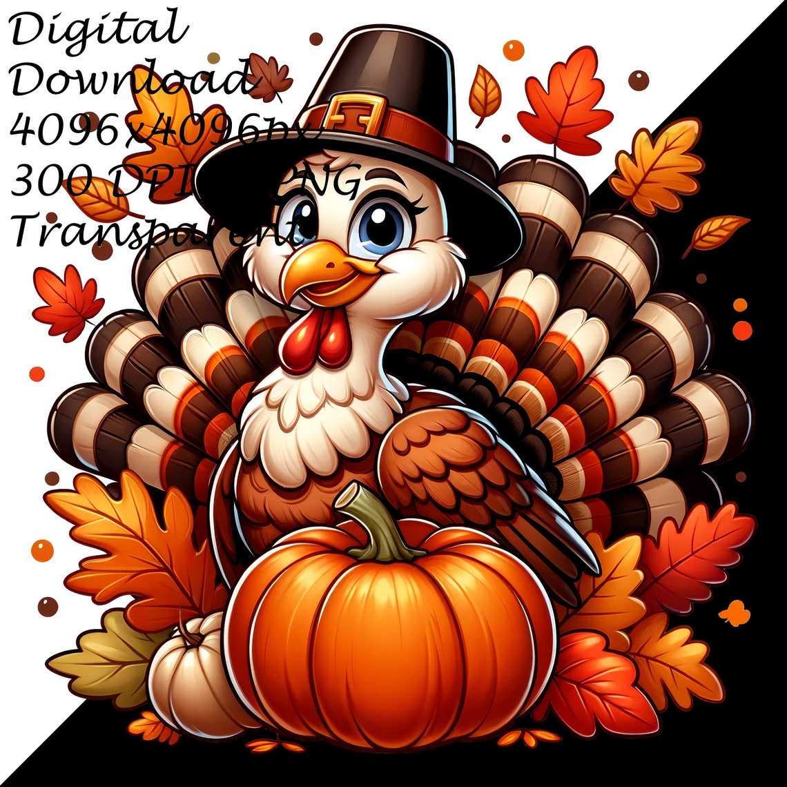 Thanksgiving Turkey Clipart - Cartoon Turkey With Pumpkin, Pilgrim Hat ...