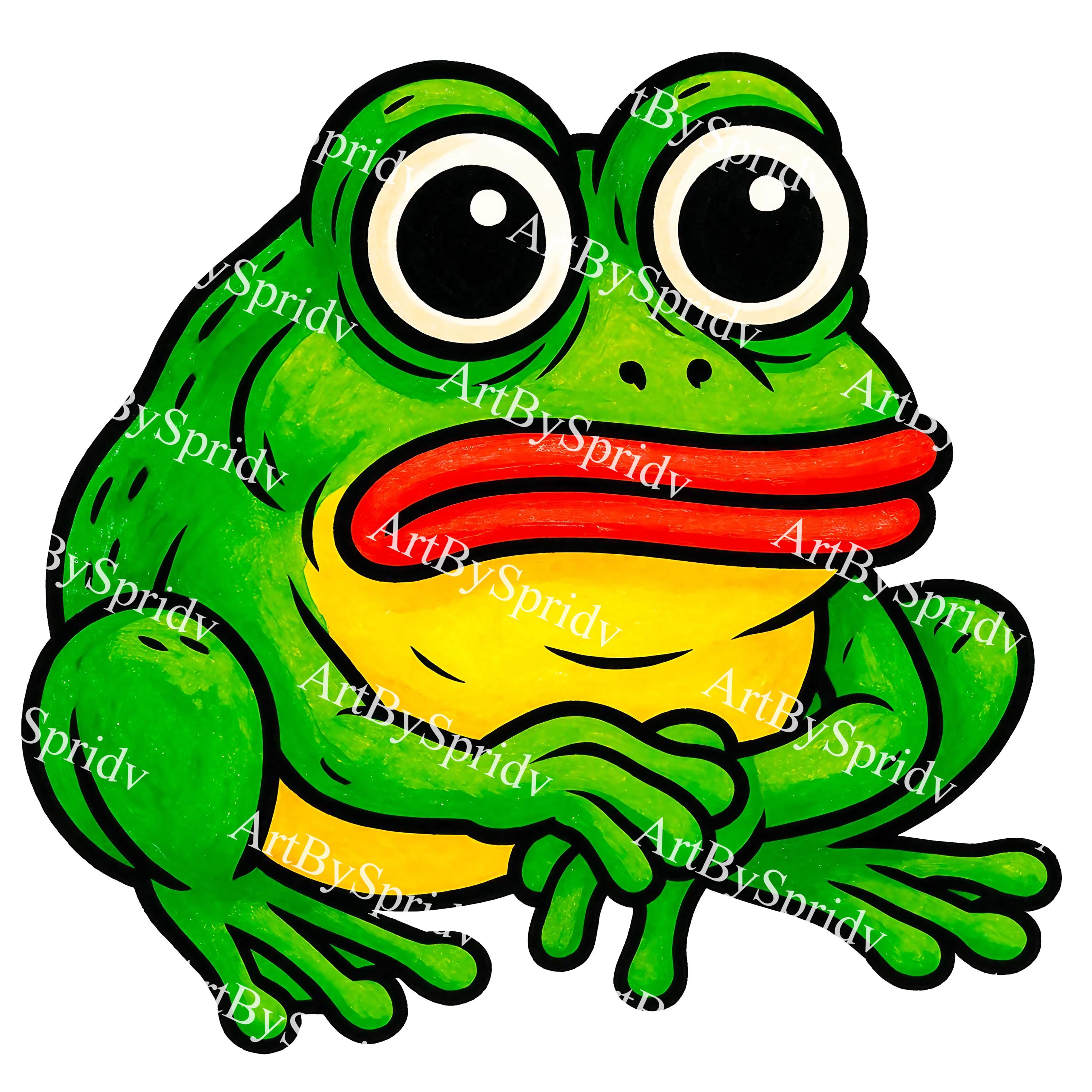 Frog With Red Lips - Etsy, image size:3000x3000
