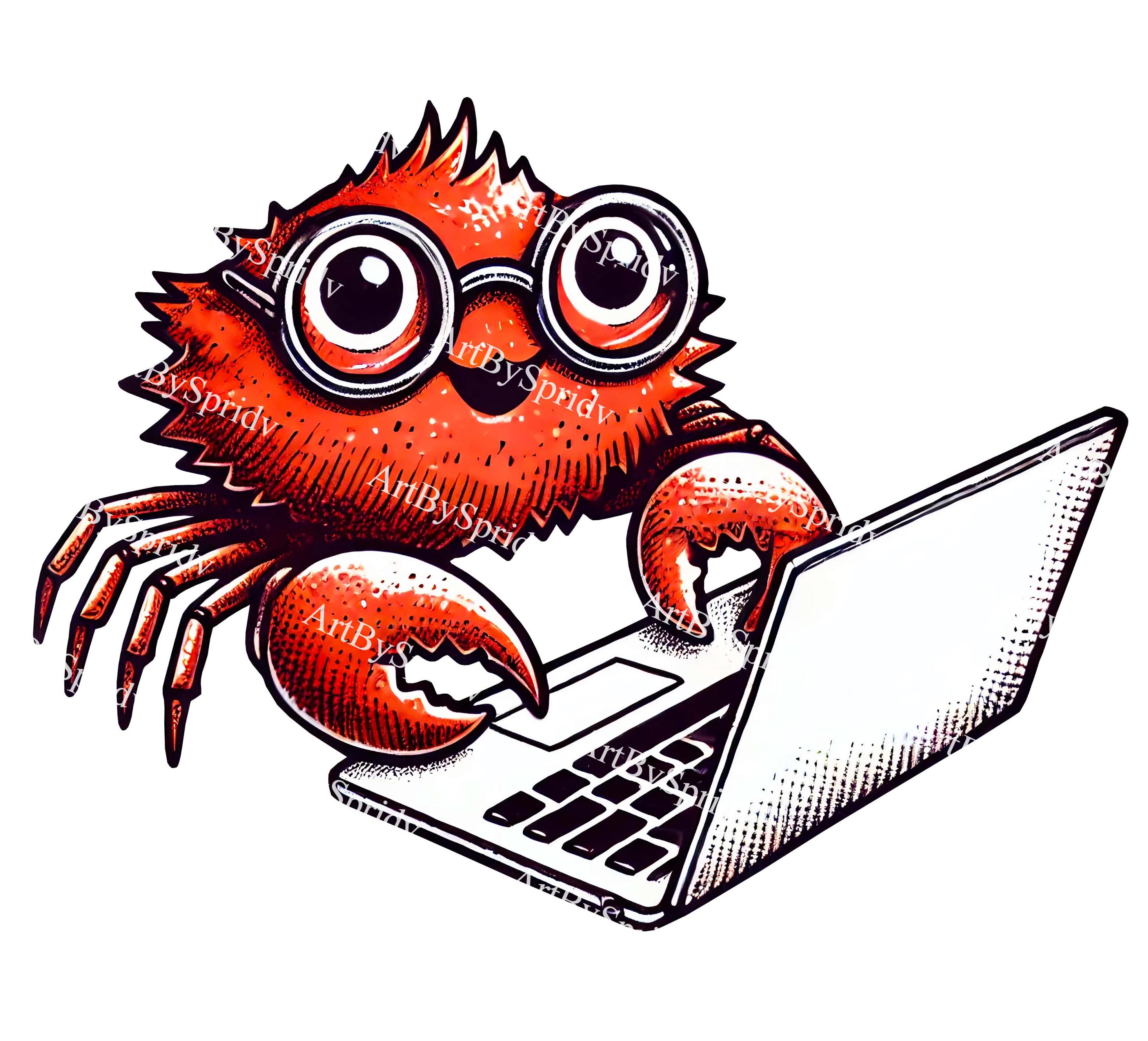 Funny Programmer Crab PNG, Coding Crab Clipart, Geeky Tech Crab Digital ...