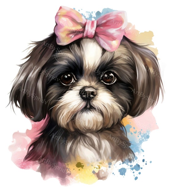 2 Piece Shih Tzu PJ Set - Watercolor 2 Piece Shih Tzu PJ Set - Watercolor