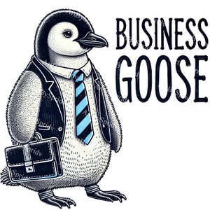Penguin in Business Attire PNG Clipart, Cute Business Goose Illustration, Fun Office Decor, Professional Penguin Animal Office Clip Art, DIY